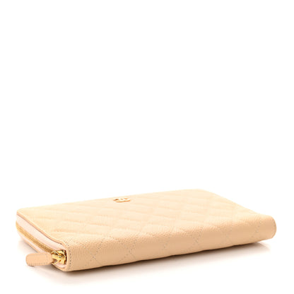 Chanel Caviar Quilted Large Zip Around Organizer Wallet Beige 4 of 10