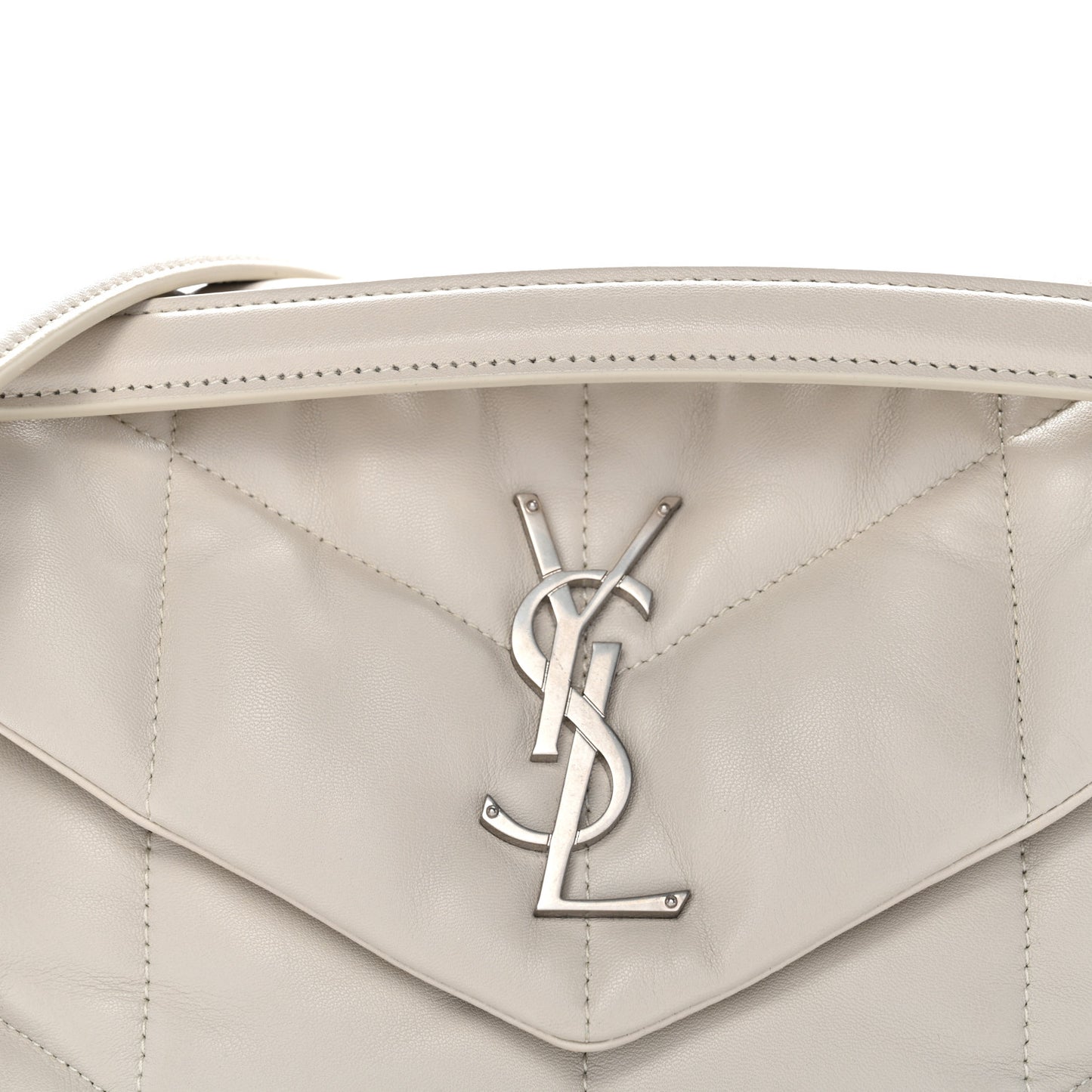 Lambskin Quilted Small Loulou Puffer Monogram Chain Satchel Blanc Vintage