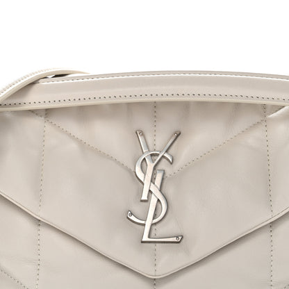 Saint Laurent Lambskin Quilted Small Loulou Puffer Monogram Chain Satchel Blanc Vintage 8 of 11