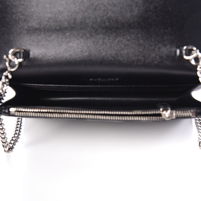 Saint Laurent Grain De Poudre Matelasse Chevron Monogram Envelope Chain Wallet Black 7 of 13