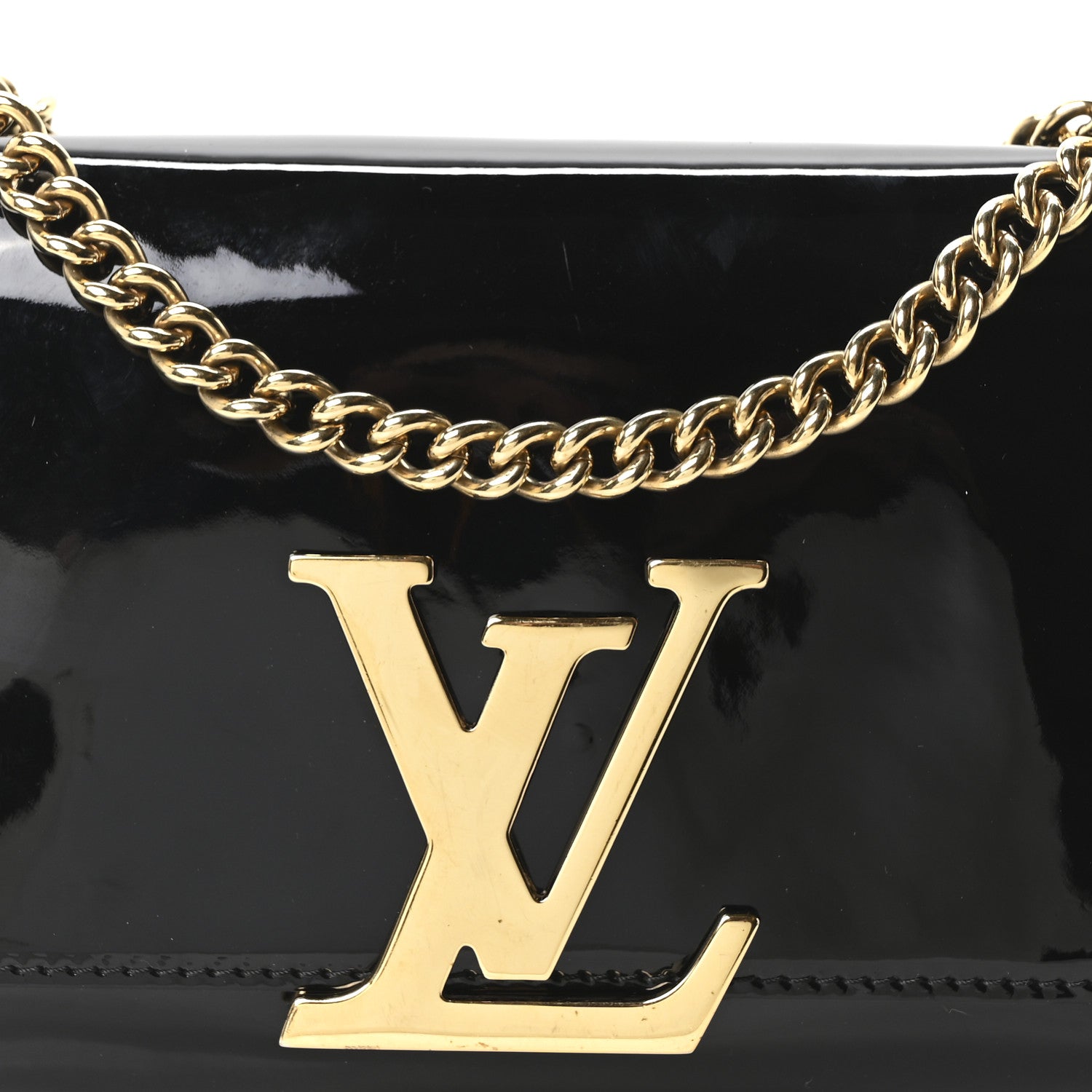 Louis Vuitton Patent Louise PM Chain Clutch Black 7 of 9
