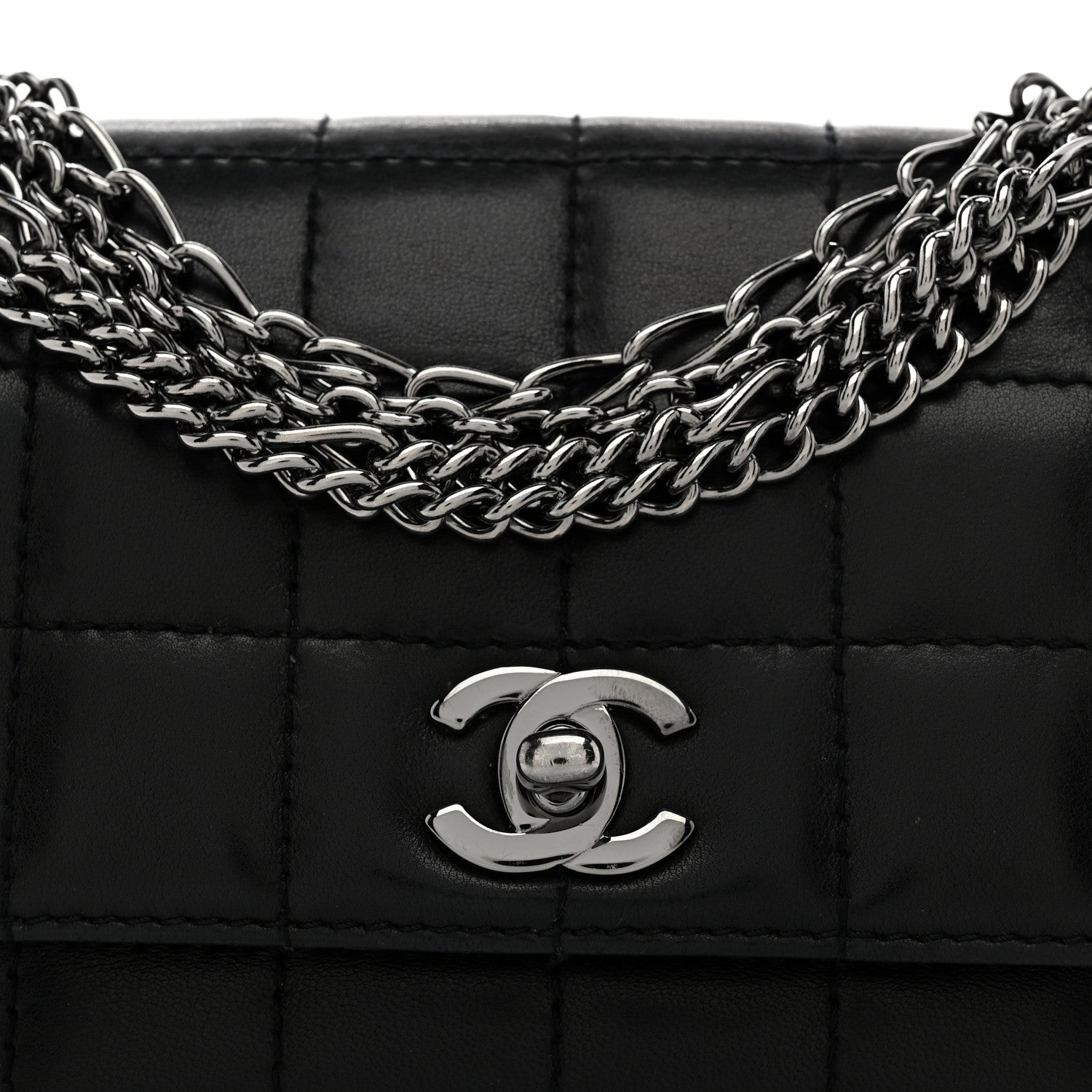 Chanel Lambskin Chocolate Bar Quilted Lambskin 4 Chain Flap Black 8 of 10