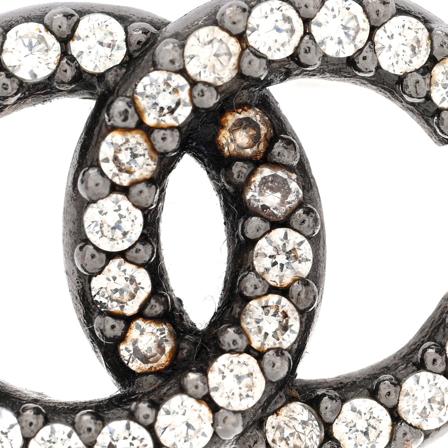 Chanel Ruthenium Crystal CC Earrings 5 of 5