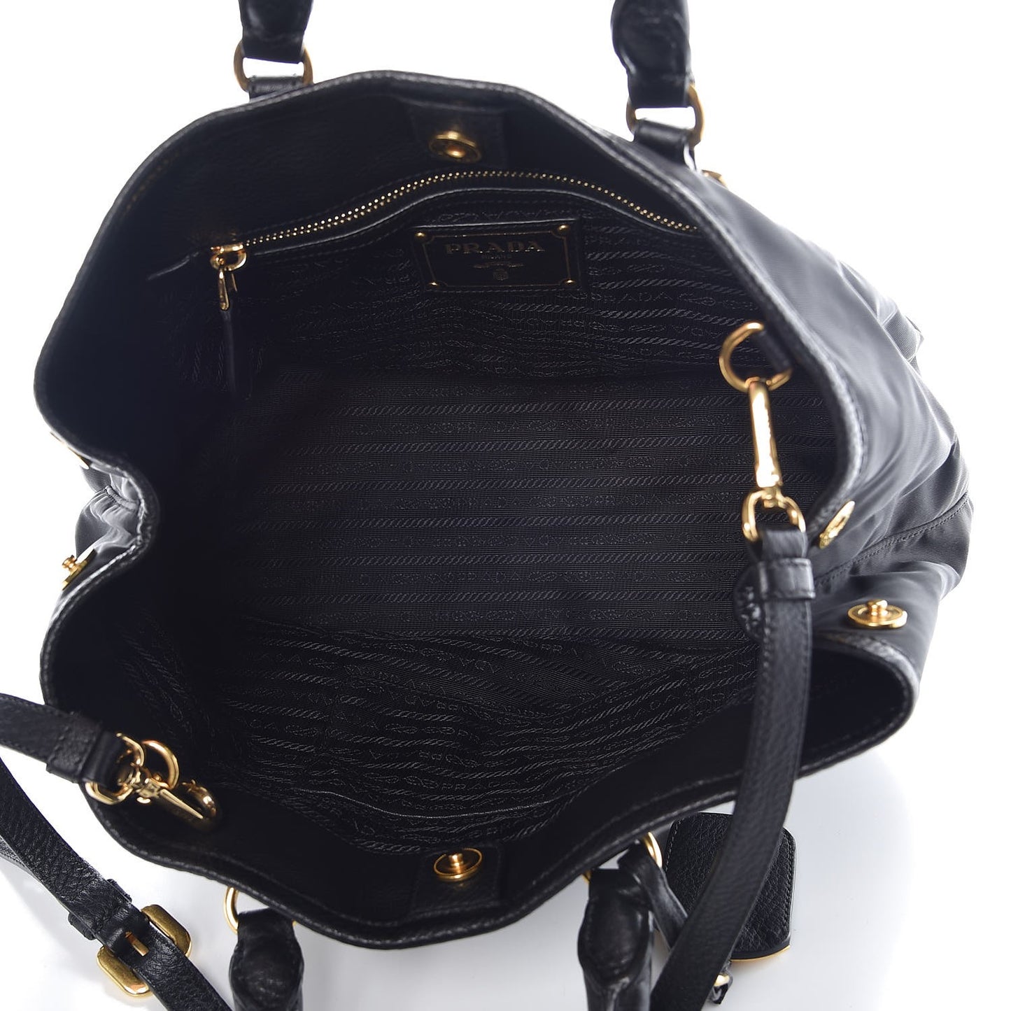 Tessuto Nylon Vitello Daino Tote Black