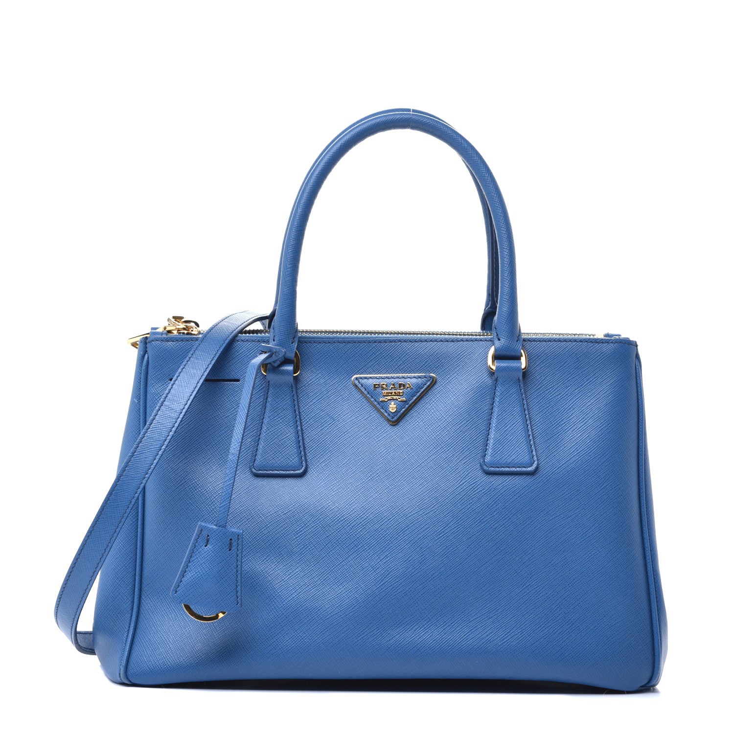 Prada Saffiano Small Galleria Double Zip Tote Bluette 1 of 8