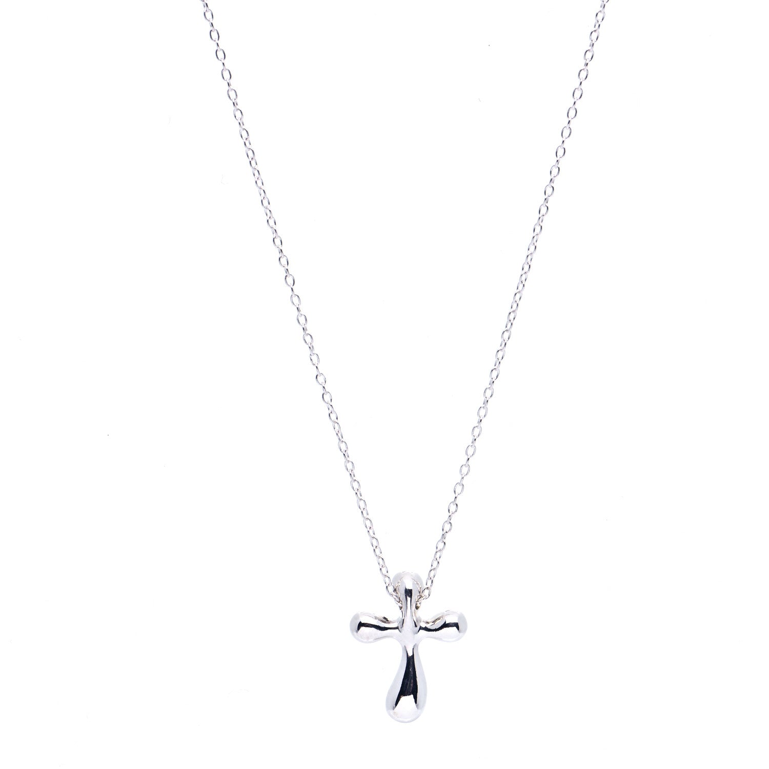 Tiffany Sterling Silver 16mm Elsa Peretti Cross Pendant Necklace 1 of 7