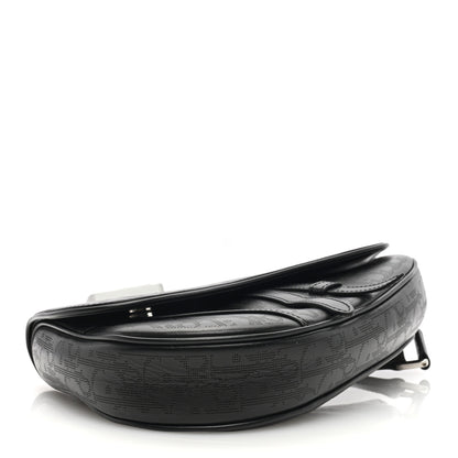 Christian Dior Calfskin Perforated Oblique Galaxy Mens Saddle Bag Black 4 of 8