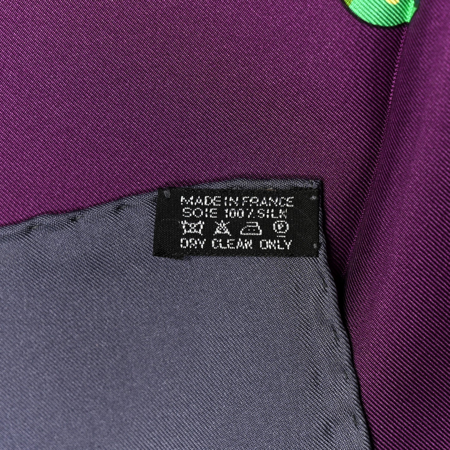 Silk Le Timbalier Scarf 90 Anthracite Violet Vert