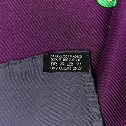 Hermes Silk Le Timbalier Scarf 90 Anthracite Violet Vert 2 of 4