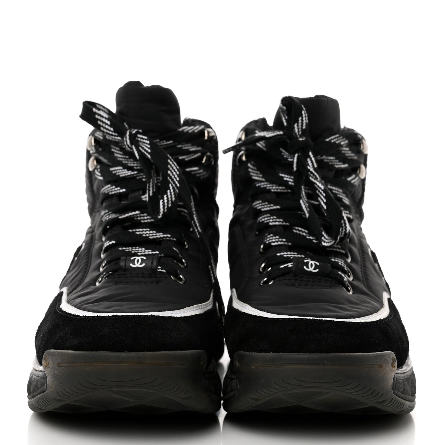 Fabric Calfskin Suede Womens CC Sneakers 36 Black