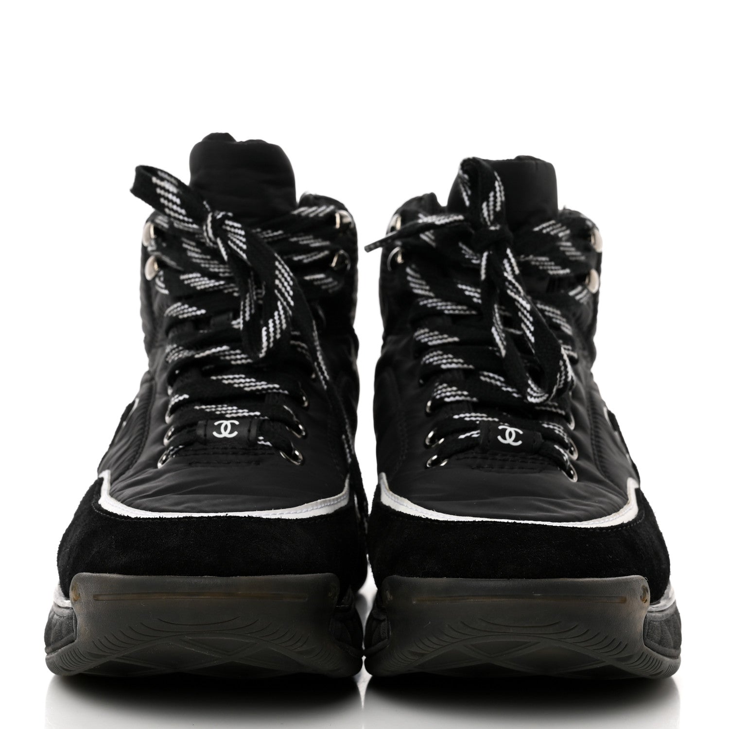 Chanel Fabric Calfskin Suede Womens CC Sneakers 36 Black 2 of 8