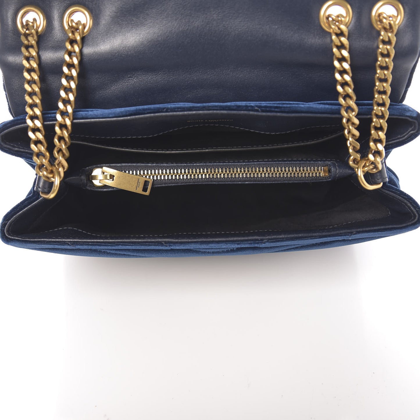 Velvet Y Quilted Monogram Small Loulou Chain Satchel Medium Blue