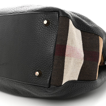 Burberry Grainy Calfskin House Check Medium Maidstone Black 11 of 17