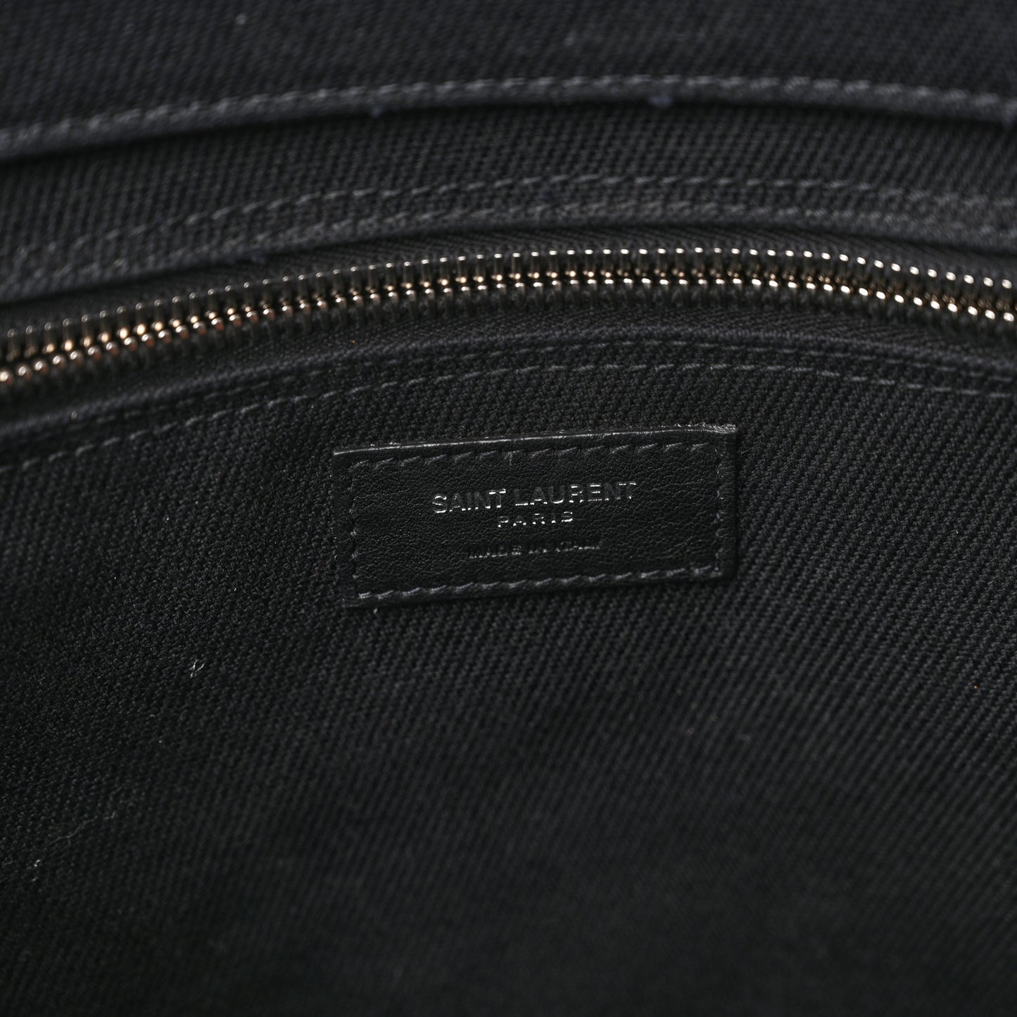 Linen Calfskin Rive Gauche North South Tote Black