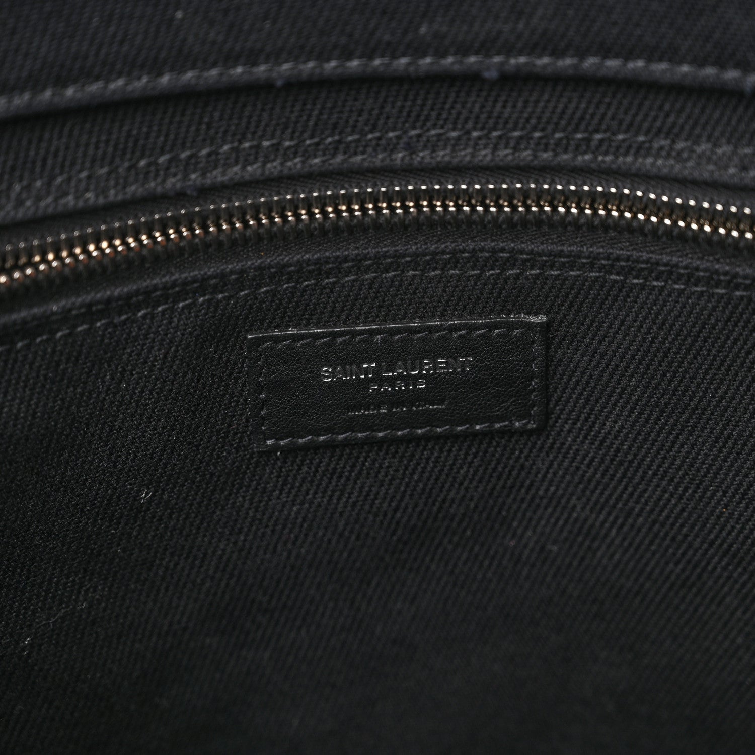 Saint Laurent Linen Calfskin Rive Gauche North South Tote Black 6 of 9