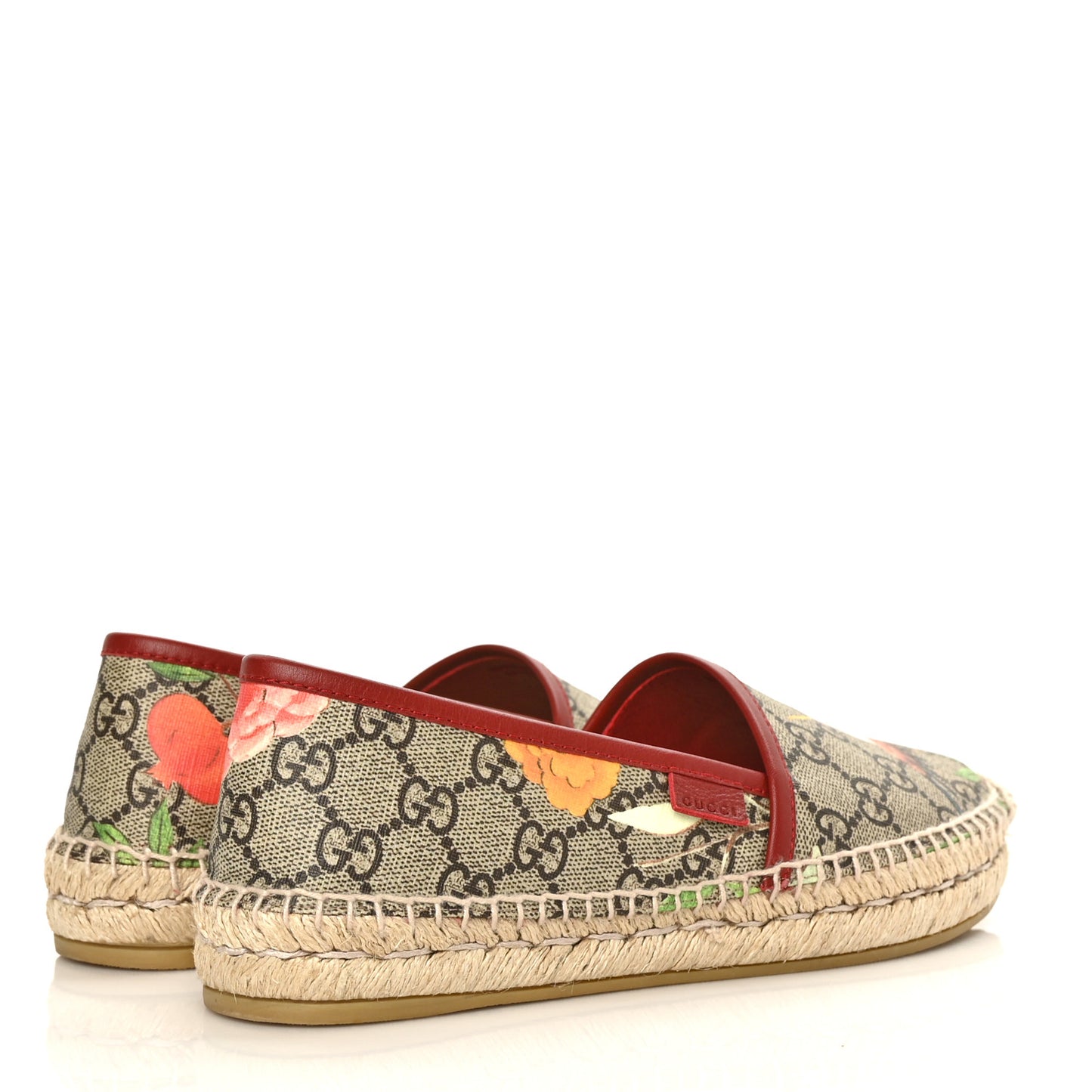 GG Supreme Monogram Tian Womens Espadrilles 36 Beige Multicolor Red