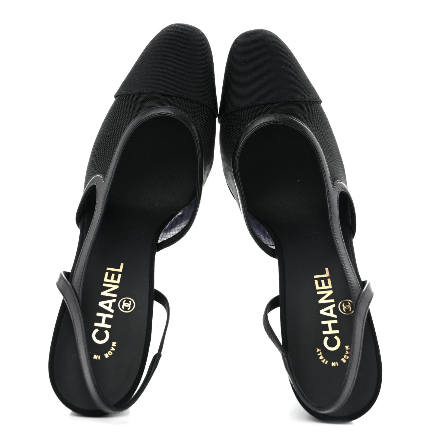 Mesh Grosgrain Cap Toe CC Slingback Pumps 40 Black