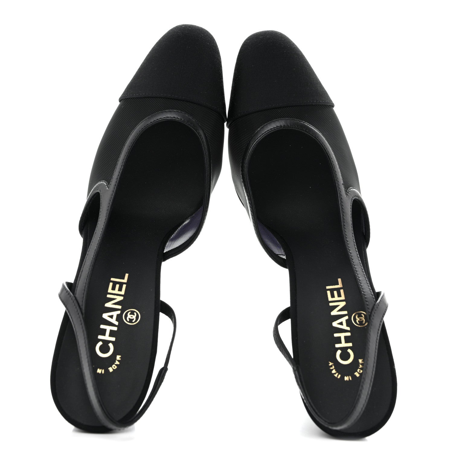 Chanel Mesh Grosgrain Cap Toe CC Slingback Pumps 40 Black 2 of 9