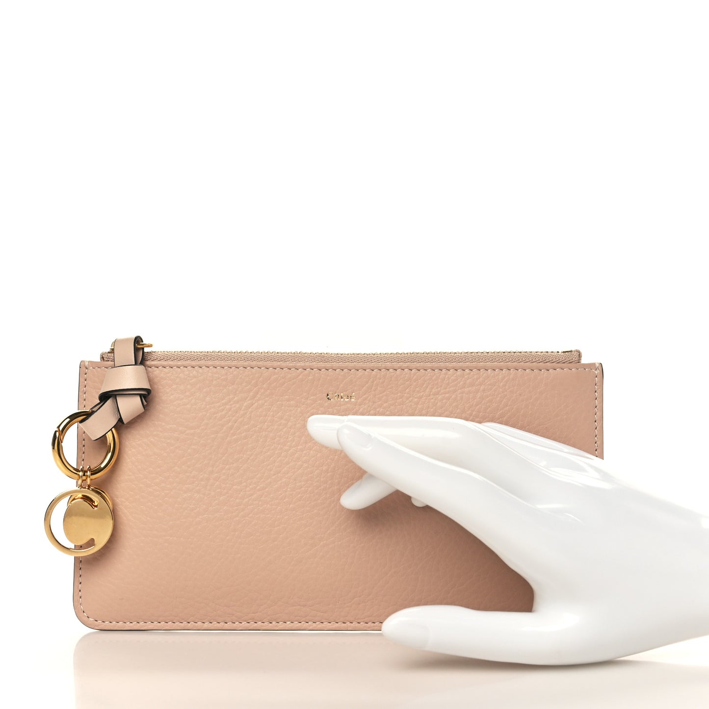 Calfskin Alphabet Long Zipped Wallet Blush Nude