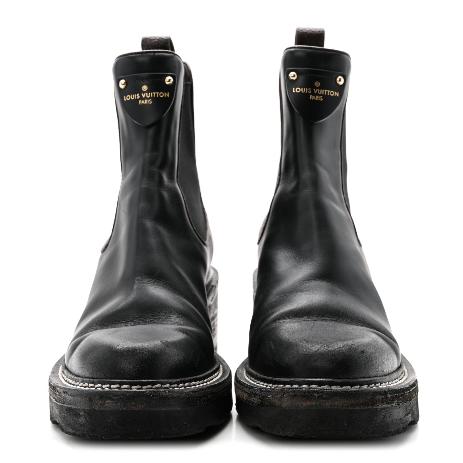 Louis Vuitton Calfskin Monogram Beaubourg Ankle Boots 38 Black 3 of 11