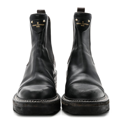Louis Vuitton Calfskin Monogram Beaubourg Ankle Boots 38 Black 3 of 11