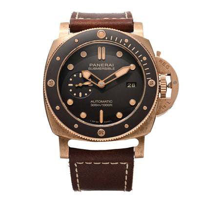 Panerai Bronze Calfskin 47mm Luminor Submersible Bronzo Automatic Watch Brown PAM00968 1 of 5