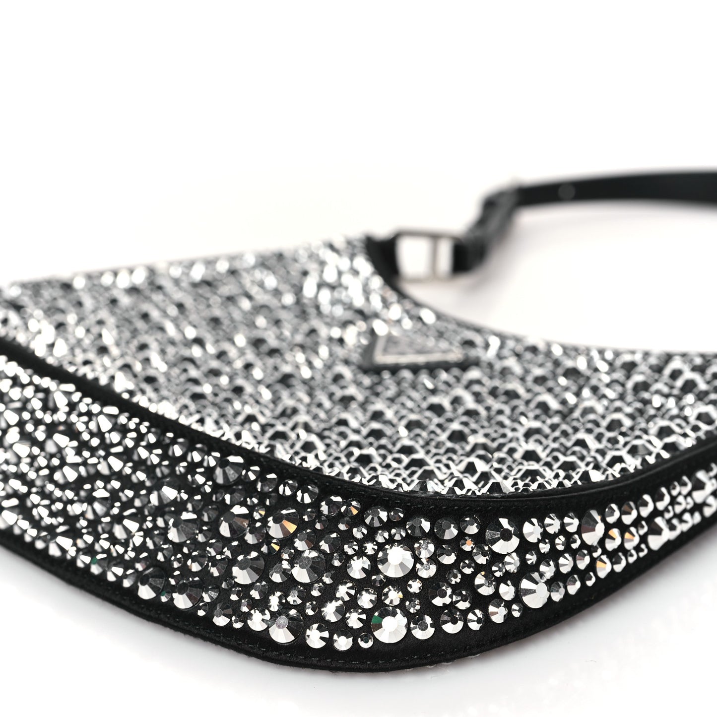 Satin Crystal Cleo Adjustable Strap Shoulder Bag Metal