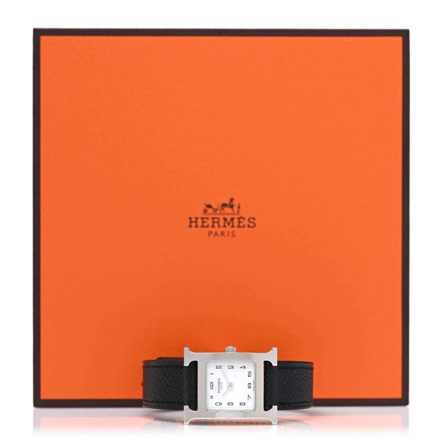 Stainless Steel Epsom 21mm Heure H Hour Quartz Watch Noir