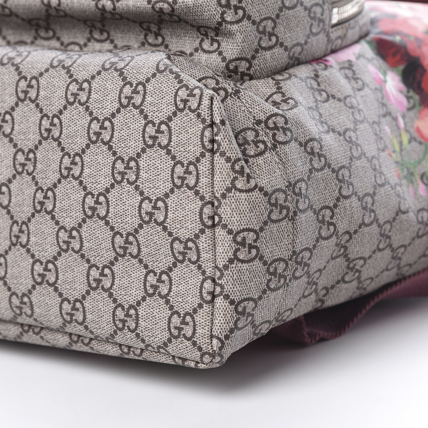 GG Supreme Monogram Blooms Medium Single Buckle Backpack Beige Multicolor Dry Rose