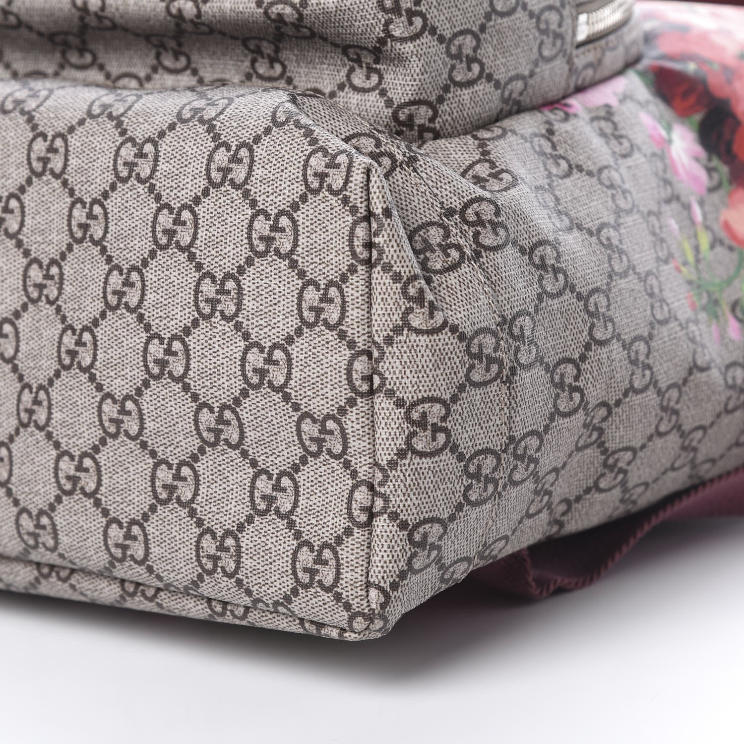 Gucci GG Supreme Monogram Blooms Medium Single Buckle Backpack Beige Multicolor Dry Rose 9 of 9