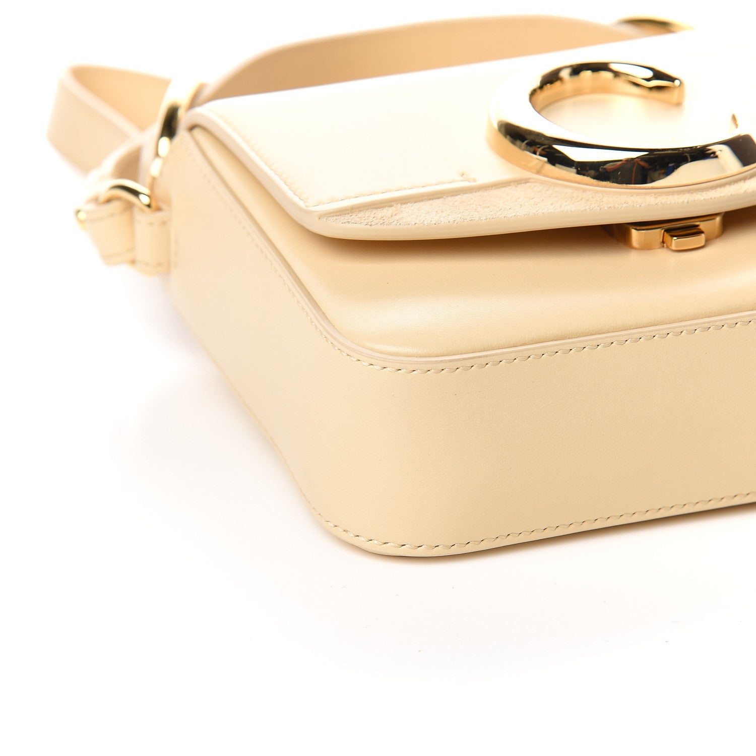 Chloe Shiny Calfskin Suede Mini C Double Carry Blondie Beige 8 of 10