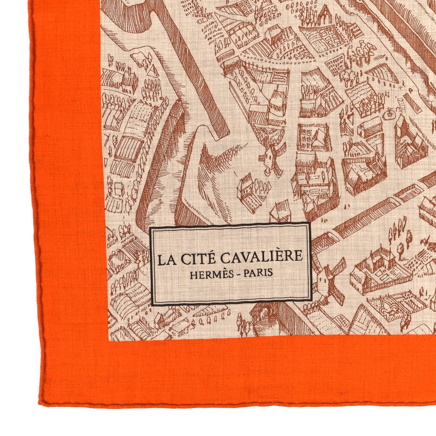 Cashmere Silk La Cite Cavaliere Shawl 140 Orange Naturel Brun