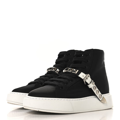 Prada Nylon Gabardine Studded High Top Sneakers 37 Black 4 of 8