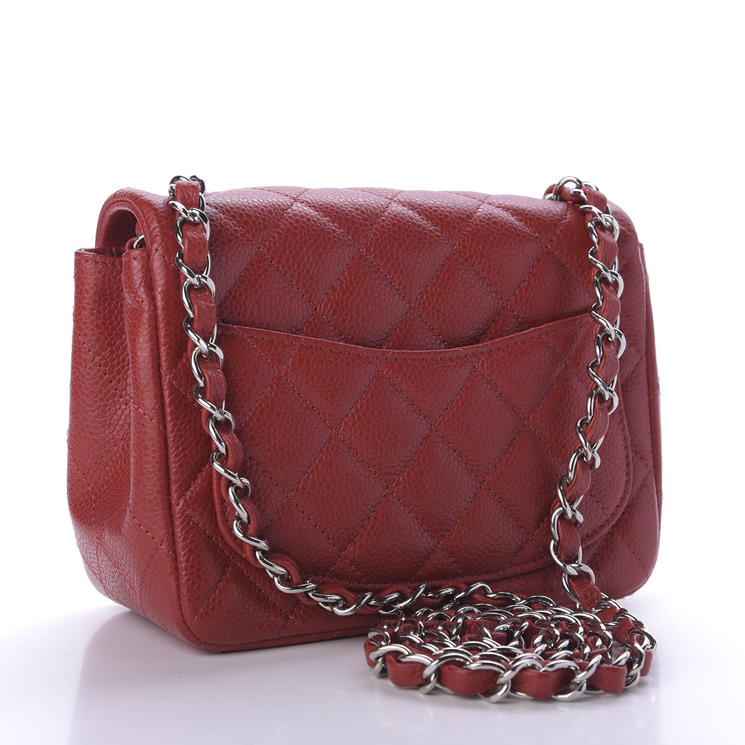 Chanel Caviar Quilted Mini Square Flap Red 3 of 9