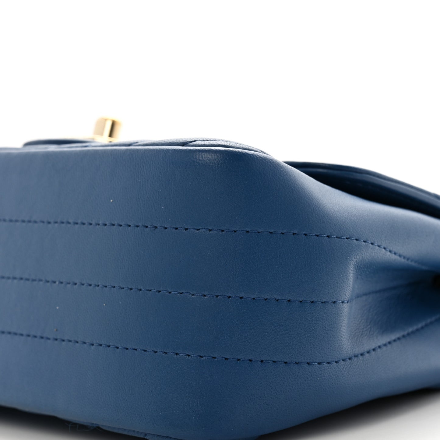Lambskin Chevron Quilted Mini Square Flap Blue