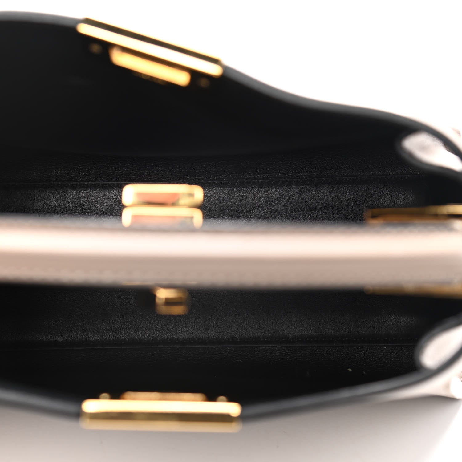 Fendi Vitello Tahiti Burro Medium Peekaboo Iconic Essentially Satchel Tortora Black 5 of 22