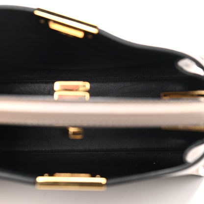 Fendi Vitello Tahiti Burro Medium Peekaboo Iconic Essentially Satchel Tortora Black 5 of 22