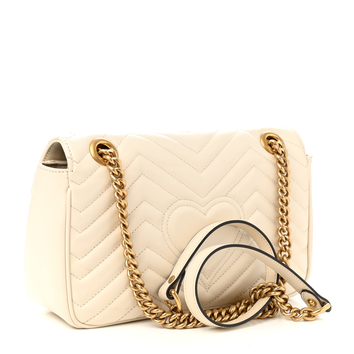 Calfskin Matelasse Small GG Marmont Shoulder Bag White