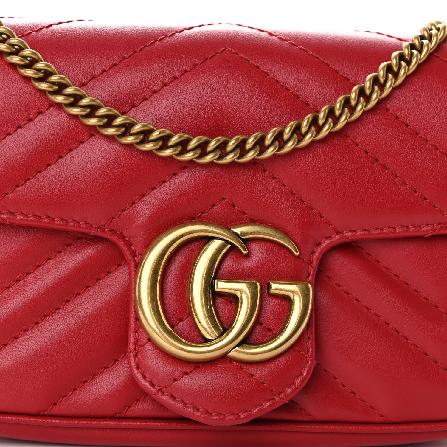 Gucci Calfskin Matelasse Super Mini GG Marmont Shoulder Bag Hibiscus Red 8 of 11