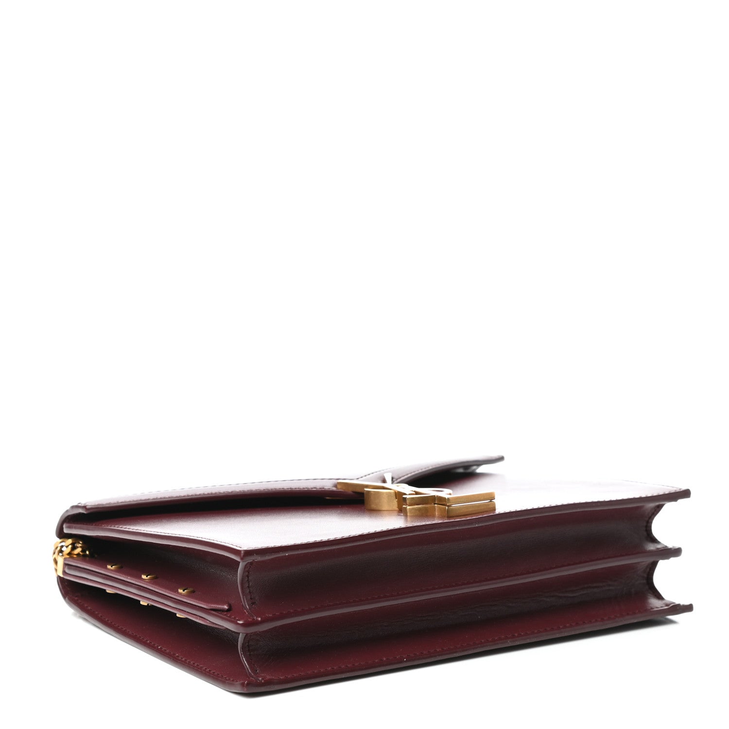 Saint Laurent Smooth Calfskin Monogram Cassandra Clasp Bag Rouge Legion 4 of 8