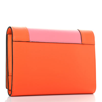 Celine Smooth Lambskin Medium Frame Multifunction Wallet Orange Flamingo 2 of 6