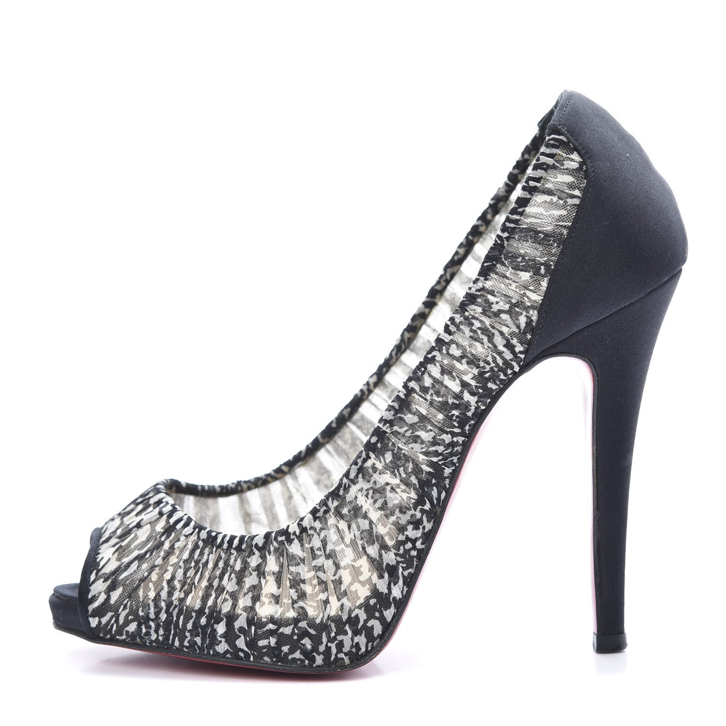 Satin Chiffon Ambrosina Pumps 36 Black White
