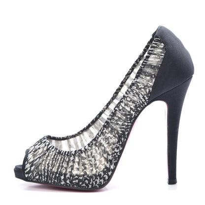 Christian Louboutin Satin Chiffon Ambrosina Pumps 36 Black White 1 of 9