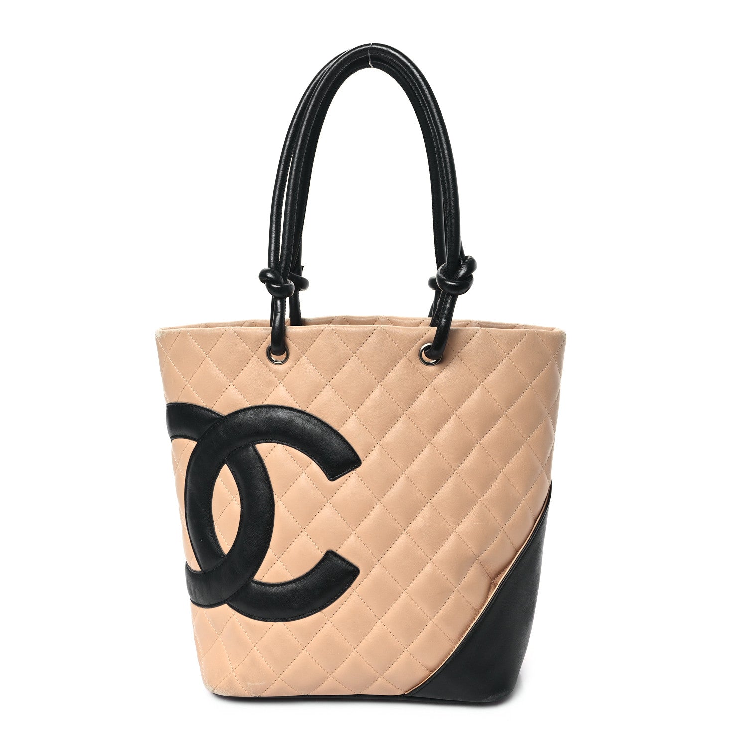 Chanel Calfskin Quilted Medium Cambon Tote Beige Black 1 of 14
