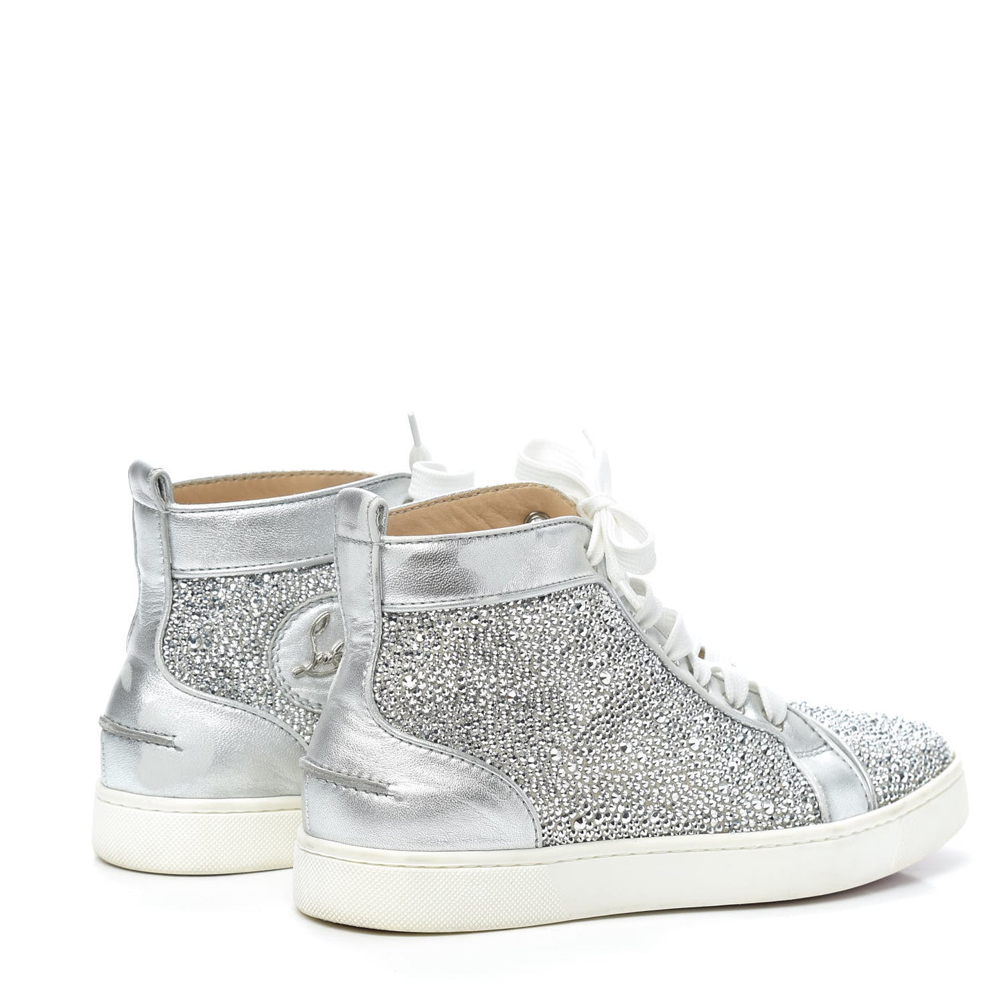 Veau Velours Strass Womens Louis Flat Sneakers 38 Silver