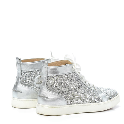 Christian Louboutin Veau Velours Strass Womens Louis Flat Sneakers 38 Silver 4 of 7
