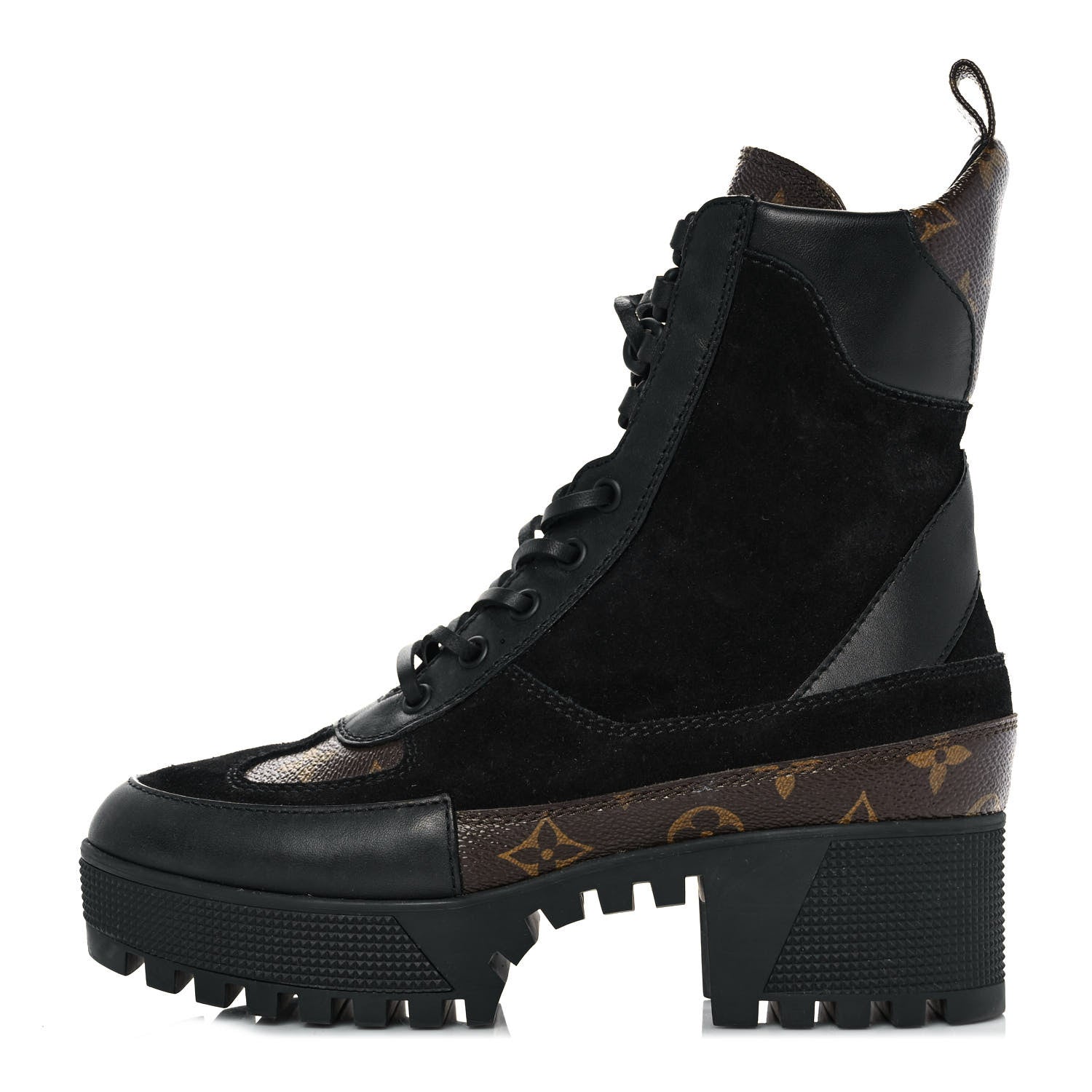 Louis Vuitton Suede Calfskin Monogram Laureate Platform Desert Boots 37 Black 1 of 7
