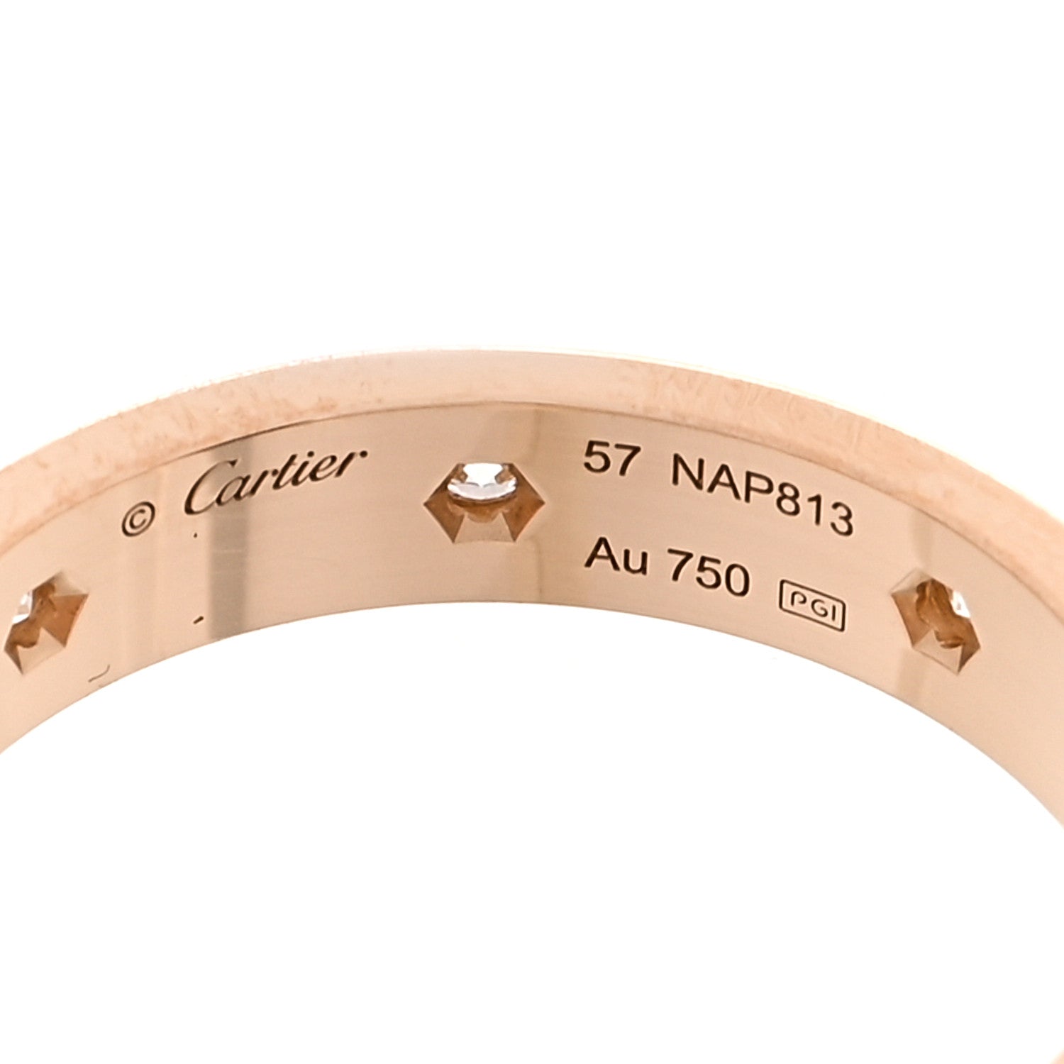 Cartier 18K Pink Gold 8 Diamond 4mm LOVE Wedding Band Ring  57 8 4 of 5