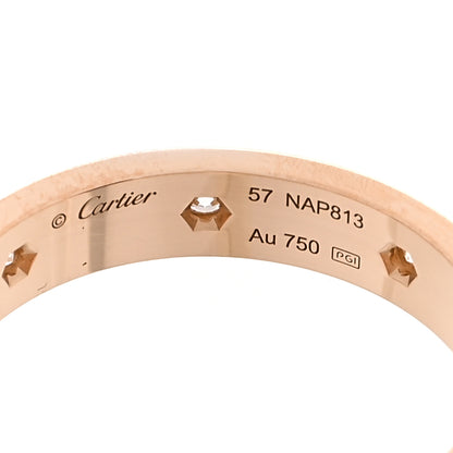 Cartier 18K Pink Gold 8 Diamond 4mm LOVE Wedding Band Ring  57 8 4 of 5