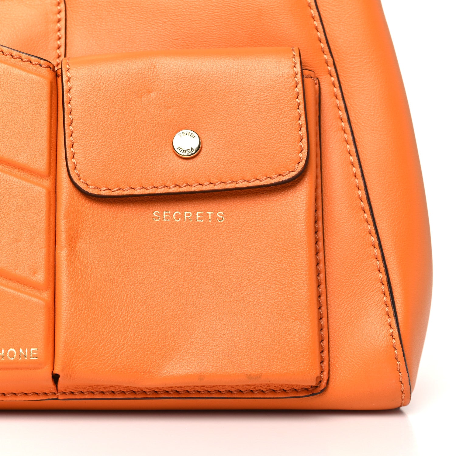 Fendi Vitello Grace Matte Two Pocket Mini Peekaboo Iconic Satchel Aranciata 11 of 11